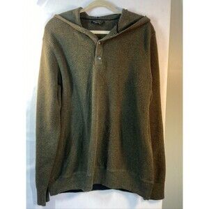 BANANA REPUBLIC MENS LARGE SUPIMA COTTON WAFFLE KNIT HOODED HENELY GRAY